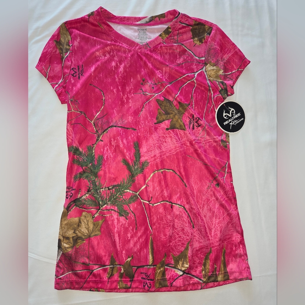 Pink Camouflage Short Sleeve Ladies T-Shirt Small